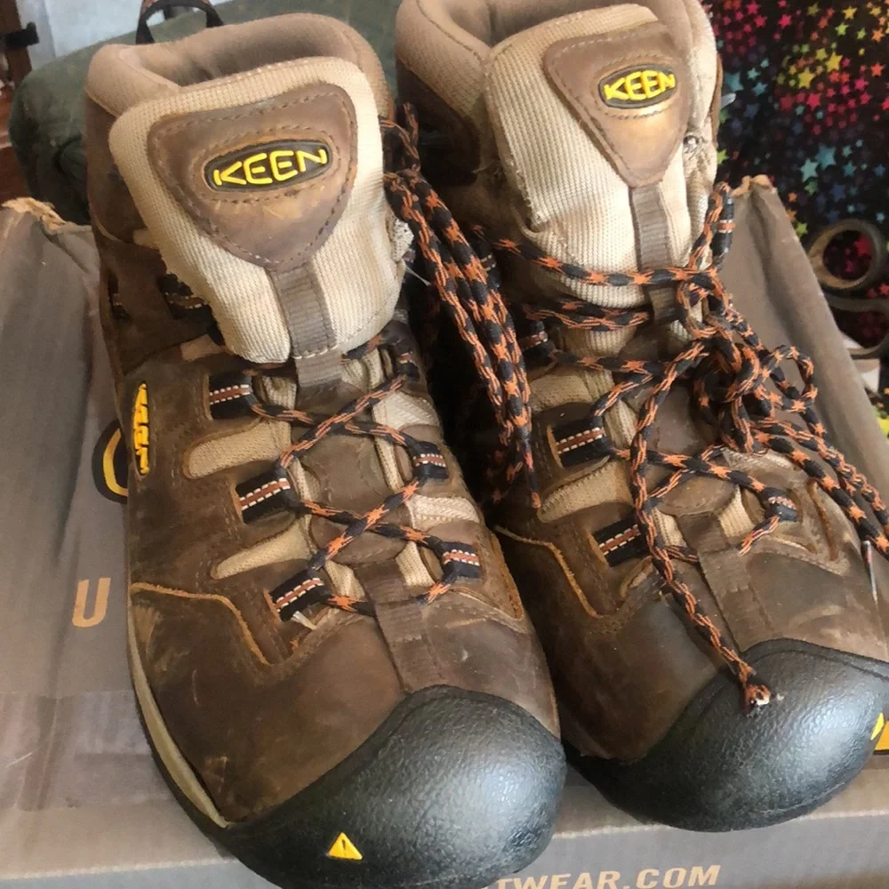 Keen Brown and Orange Men's Waterproof Hiking Boots